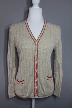 Vintage Innovations by Talbott Linen Blend Knit Cardigan Sweater Womens Small
